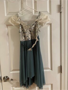 Teal and Ivory Lace Dance Dress